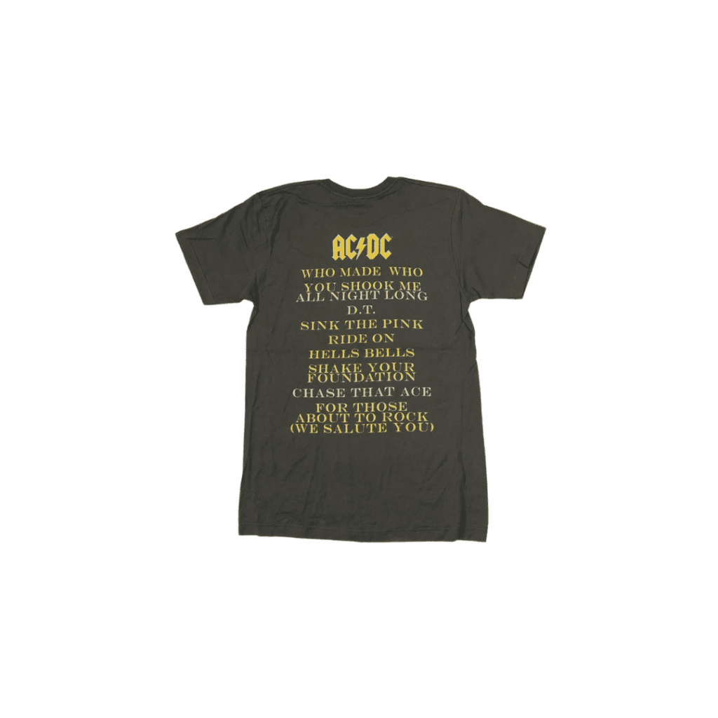 AC/DC Short Sleeve T-Shirt: Who Made Who Album | AREA-23