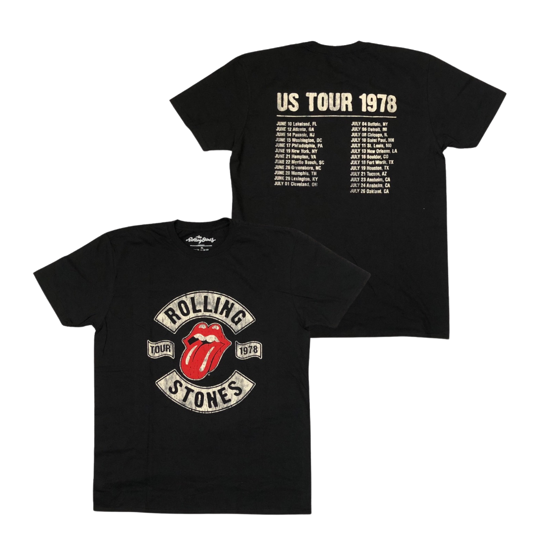 Maglietta The Rolling Stones Tour 1978 – Skinny Fit, Cotone Morbido, Vestibilità Aderente, Nera