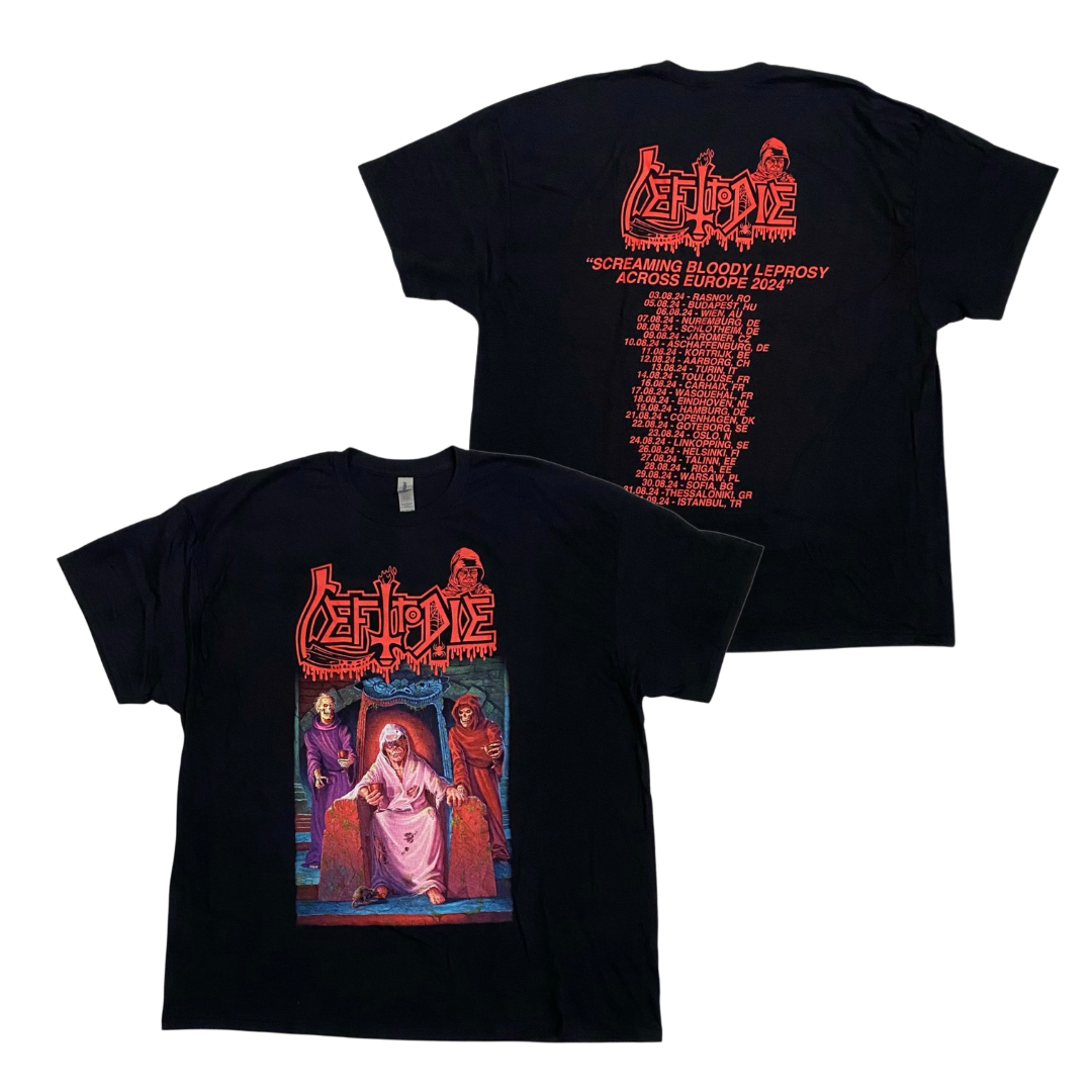 LEFT TO DIE Short Sleeve T-Shirt: Screaming Bloody Leprosy Across Europe 2024