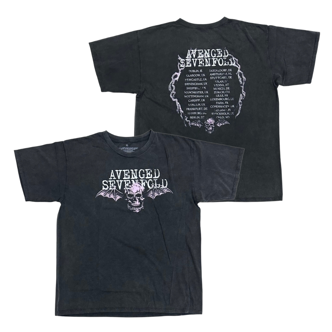 AVENGED SEVENFOLD Short Sleeve T-Shirt: Skeleton Tour Vintage Washed